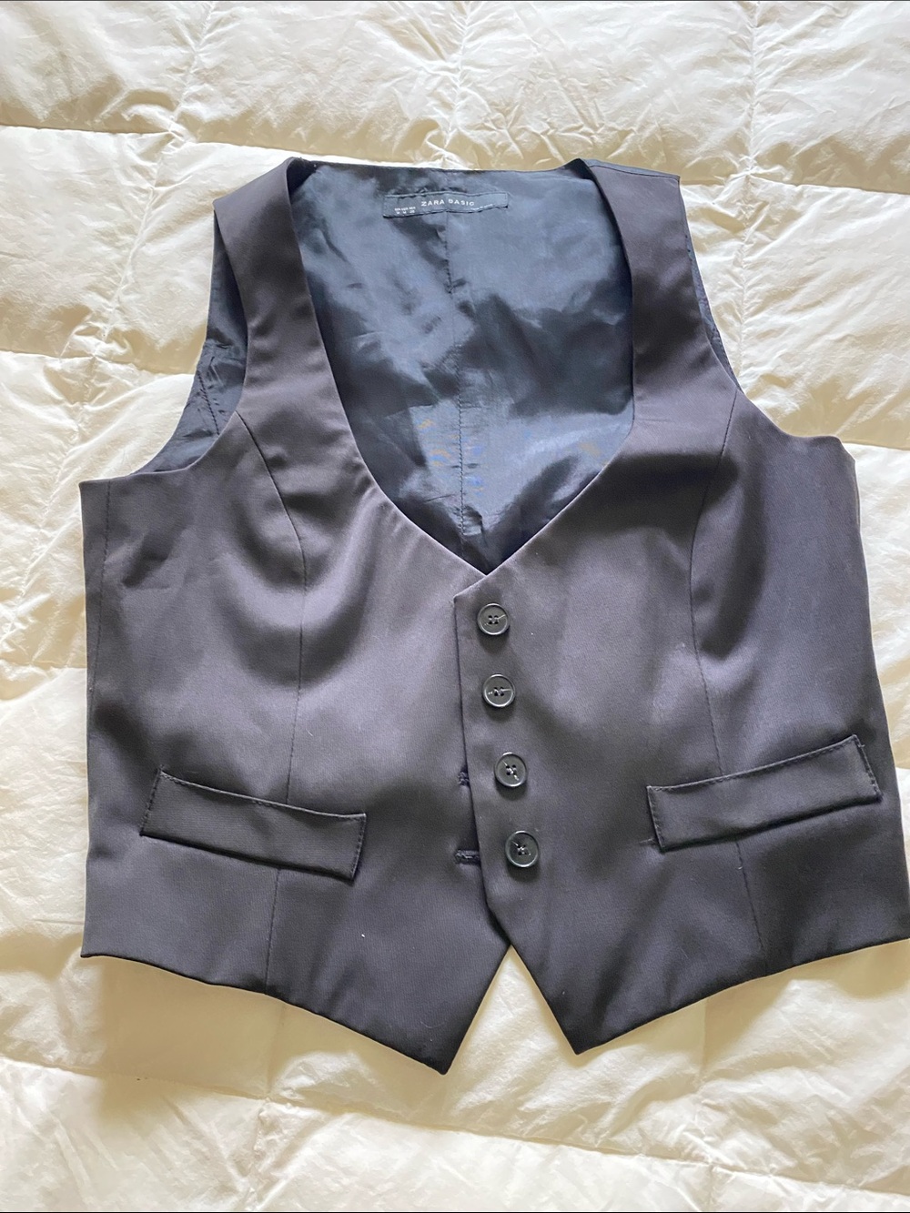 🖤 NWOT Zara Tailored Vest | black quiet luxury Fully Lined | Size Medium 🖤